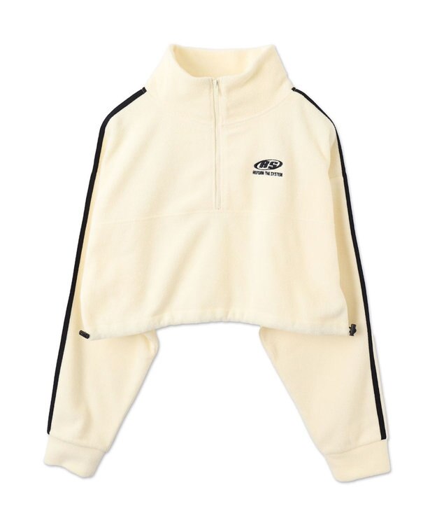 WEGO ハーフジップフリースショートプルオーバー ホワイトアイボリー