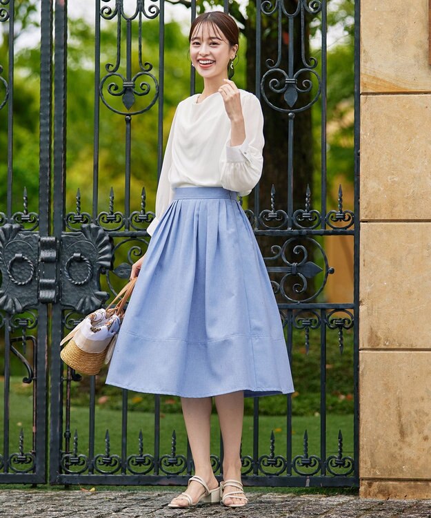 Tiaclasse L 【洗える】胸元ドレープブラウス オフホワイト