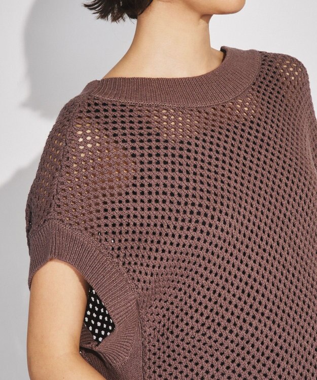 GRACE CONTINENTAL メッシュ2wayニットトップ ブラウン