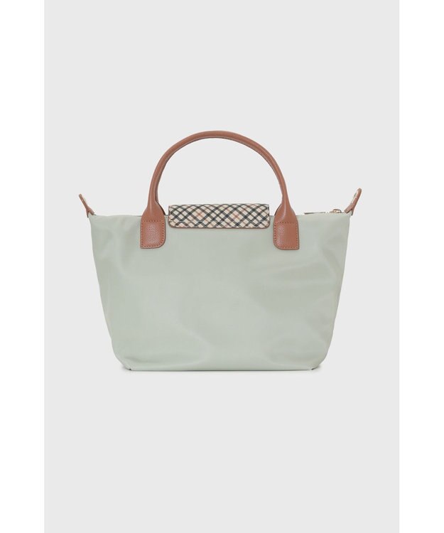 DAKS 【2WAY】ナイロン×牛革 ハウスチェック トートバッグ シーグラス