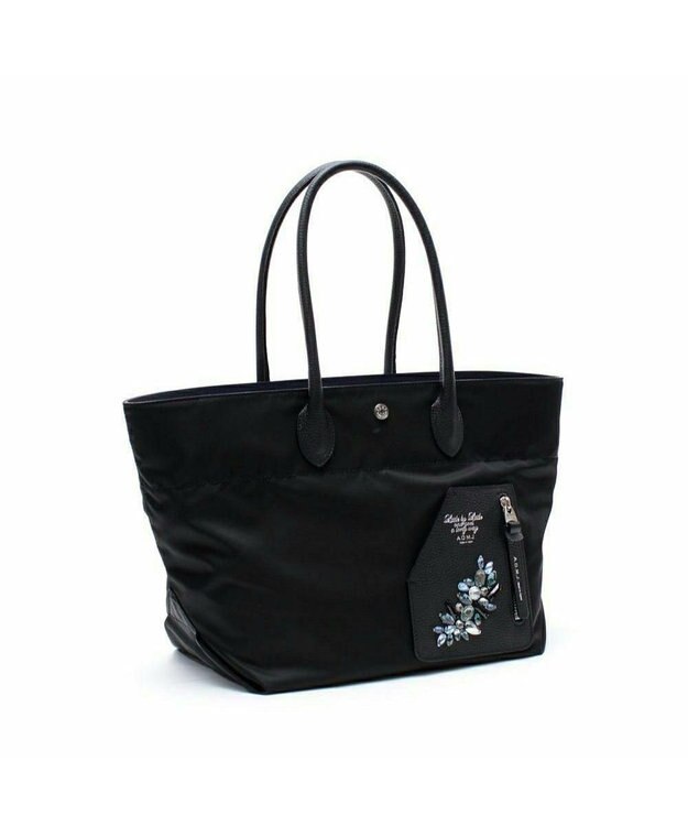 A.D.M.J. 【撥水】デービス/スワロフスキー・クリスタル　ライダースファスナートート ブラック