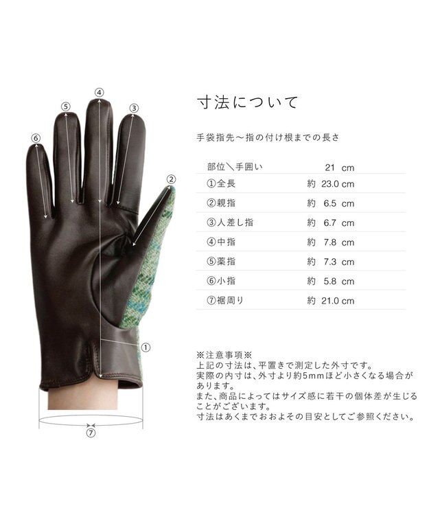 ORuKuBET Harris Tweed グローブ(WOMEN)【日本製・保湿成分/スクワラン加工・ 抗菌機能・タッチパネル対応】 ライトグリーン3