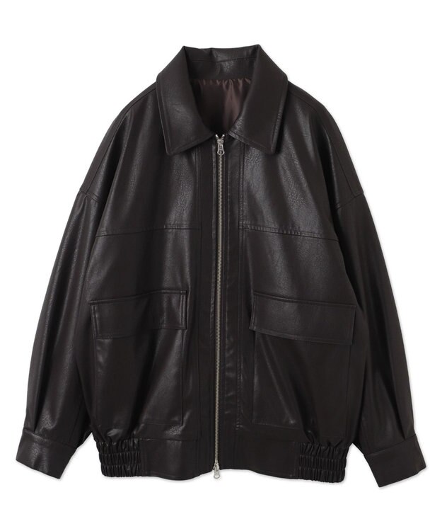 WEGO ヴィンテージライクPUフライトジャケット ダークブラウン