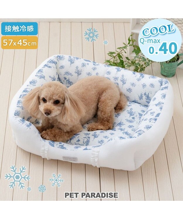 PET PARADISE ペットパラダイス クールカドラー 《トワルドジュイ柄》 四角型 Ｍ ホワイト×ブルー