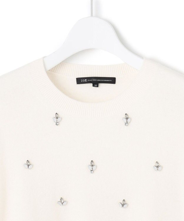 23区 L 【滝沢眞規子さん着用】ビジュー クルーネック ニット アイボリー系