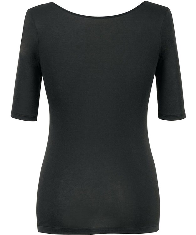 Wing インナー 【綿の贅沢オーガニック】 オーガニックコットン混素材 さらっと薄くて軽い ５分袖 EL1556 ウイング／ワコール ブラック