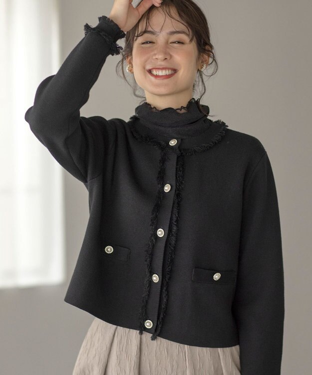 組曲 ビジューボタンニットジャケット ブラック系