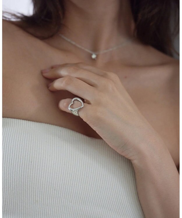 yoaa シルバー925 ハートピンキー リング シルバー925