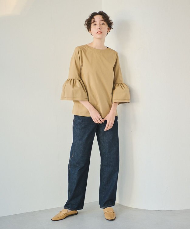 #Newans 【ANSWER for Co-Creation】ベルスリーブシンプルブラウス キャメル系