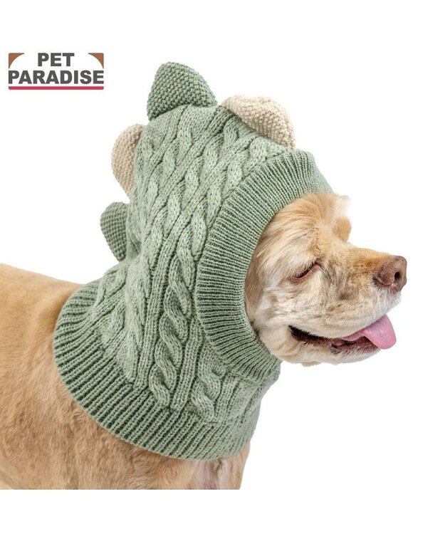 PET PARADISE ペットパラダイス ニット 帽子 《恐竜》 中型犬 大型犬 グリーン