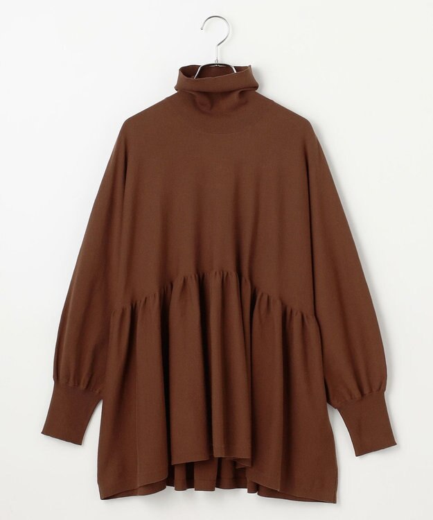 #Newans 【洗える】ペプラムデザインワイドシルエットプルオーバー ブラウン