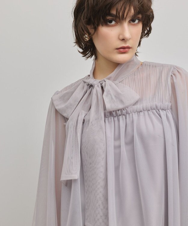 GRACE CONTINENTAL チュールタイブラウス グレー