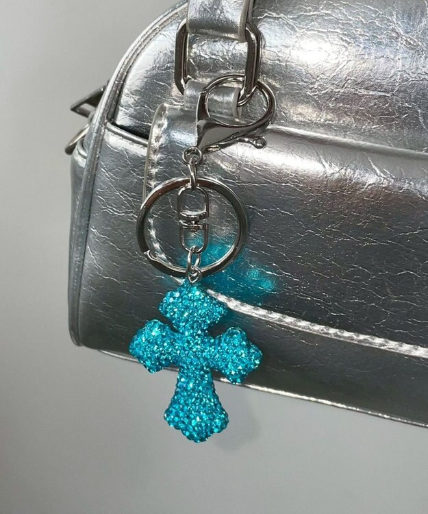 WEGO キラキラクロスキーホルダー ブルー