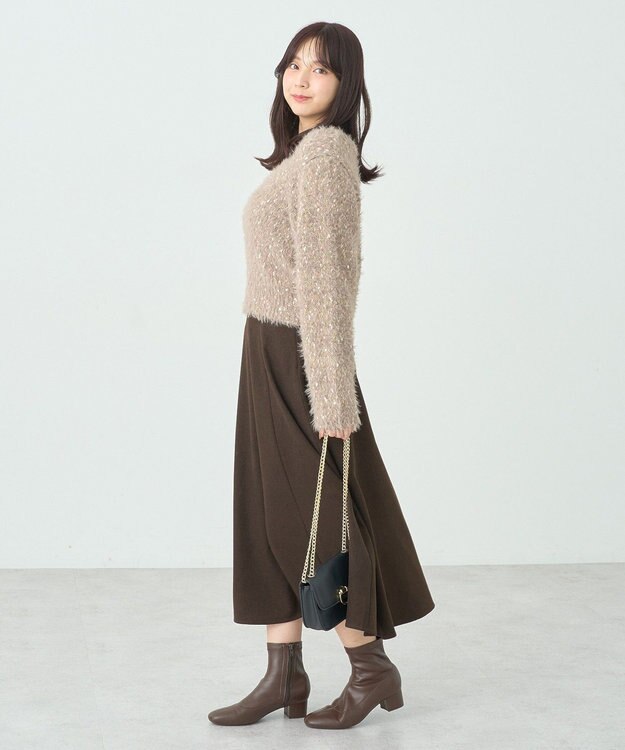 earth music&ecology ジャンボノットシャギーニットプルオーバー Pink Beige
