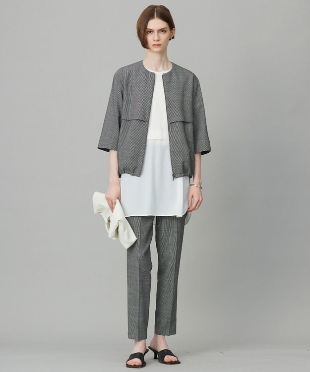 ICB L 【UVカット・洗える】ウール2WAYストレッチ ノーカラーブルゾン 無地柄系