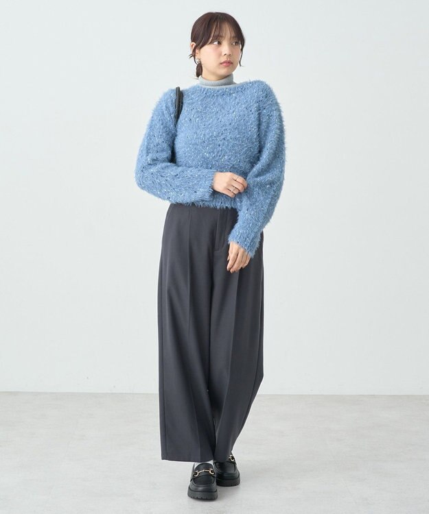 earth music&ecology ジャンボノットシャギーニットプルオーバー Light Blue