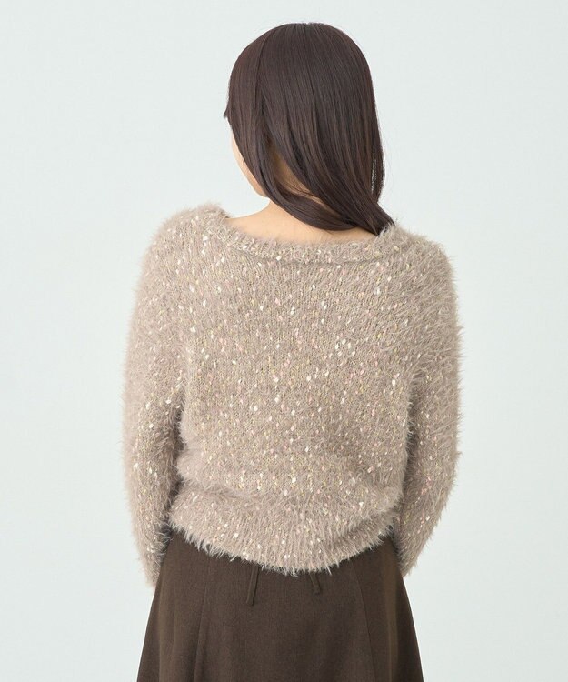 earth music&ecology ジャンボノットシャギーニットプルオーバー Pink Beige