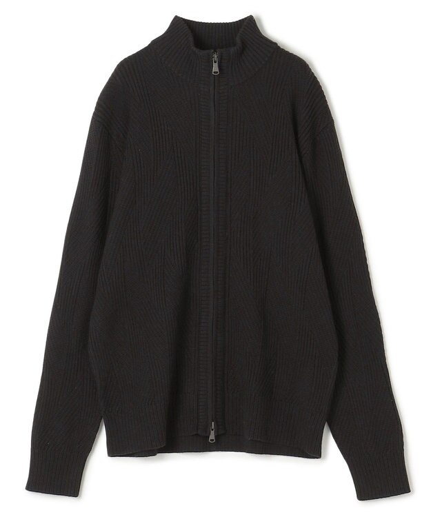 JOSEPH HOMME  新柄【洗える】シルクバルキー　　ハイネックジップアップニット ブラック系