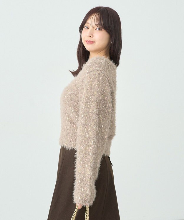 earth music&ecology ジャンボノットシャギーニットプルオーバー Pink Beige