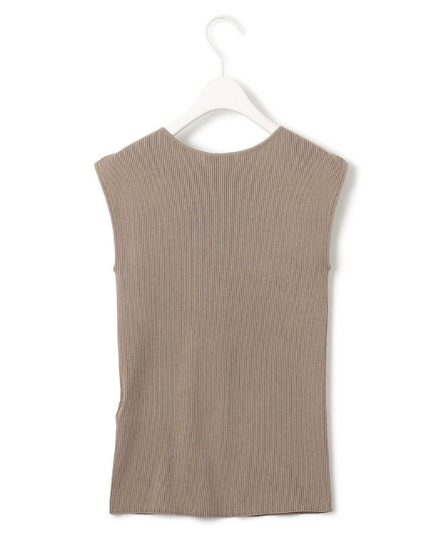 ICB L 【洗える】オーガニックコットンリブ ノースリーブニット クリームブラウン系