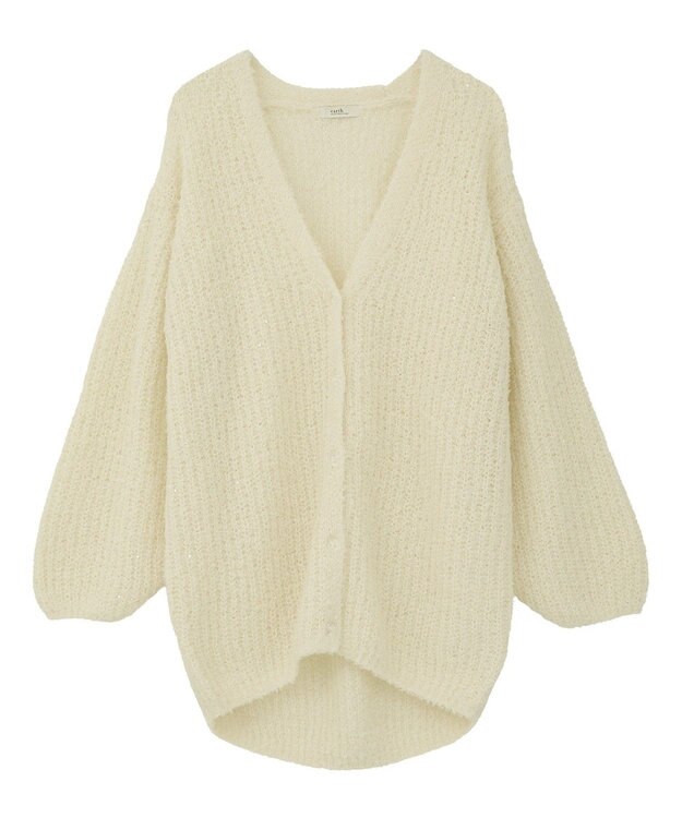 earth music&ecology スパンコールブークレカーディガン Ivory