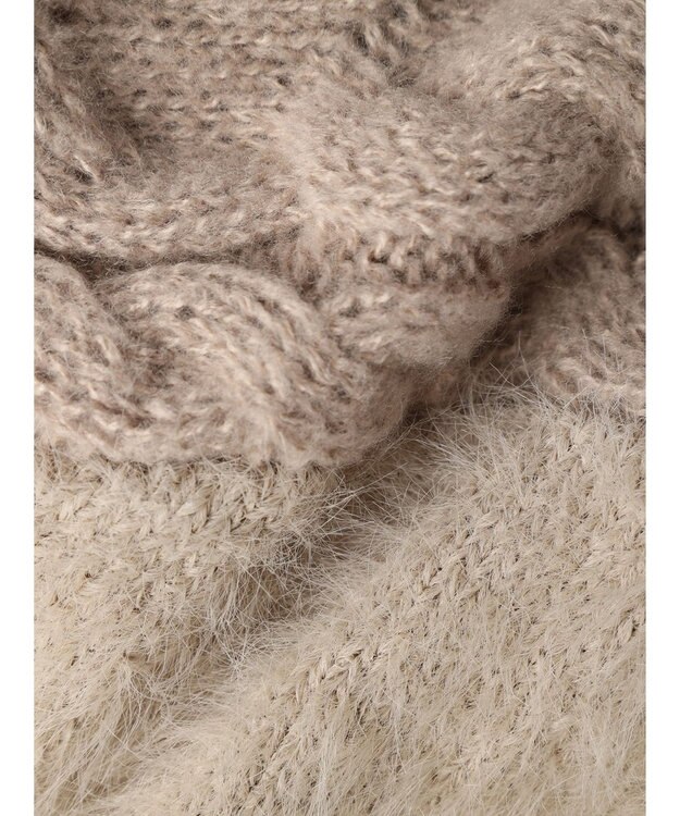 earth music&ecology 袖ファーケーブルミニワンピース Gray Beige