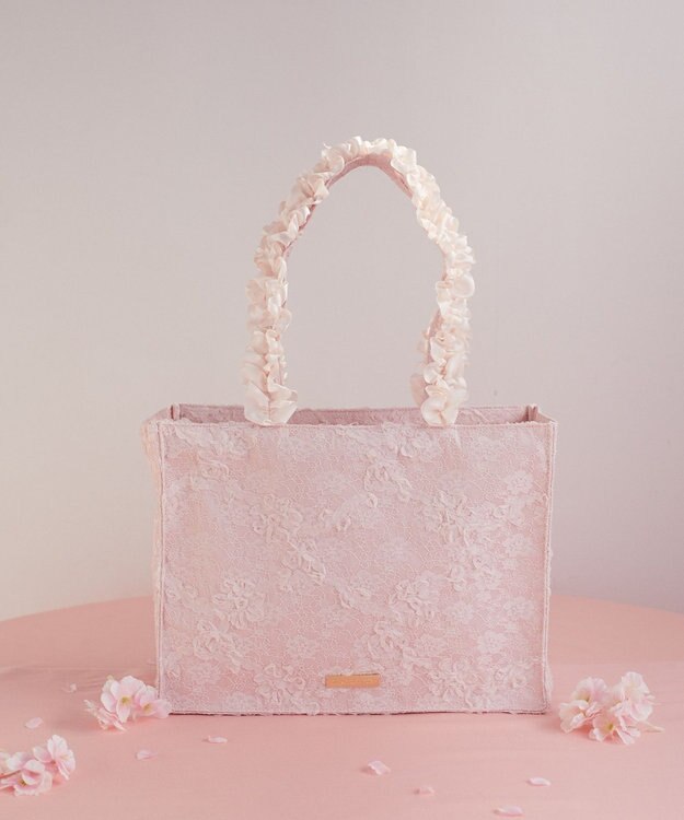 Maison de FLEUR 桜フリルハンドルスクエアトートMバッグ Light Pink