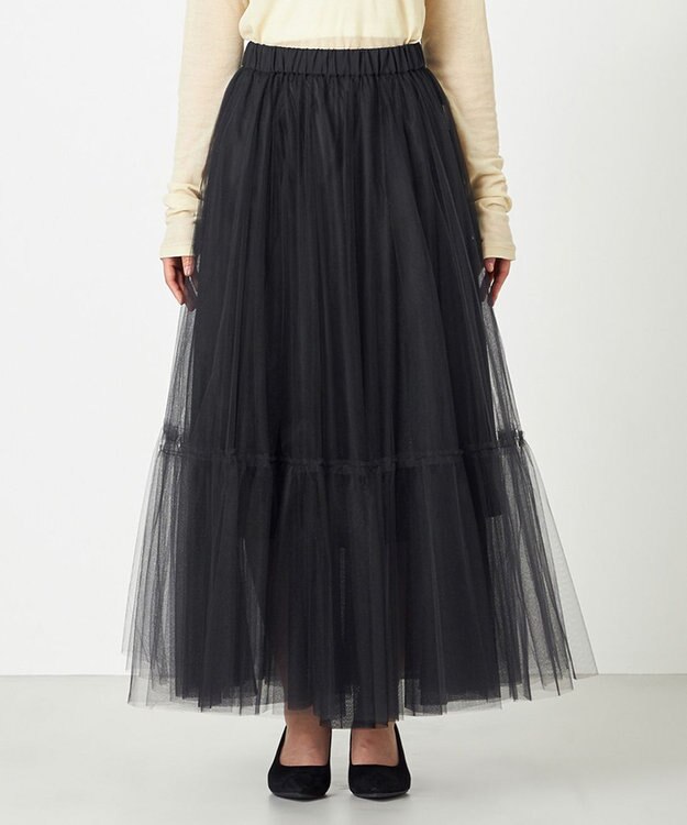 NAVE 【Nave・洗える】チュールフレアースカート ブラック系