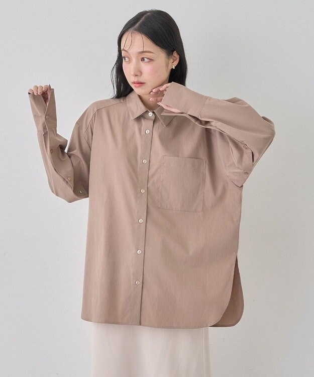 earth music&ecology ２ｗａｙマントスリーブシャツ Mocha