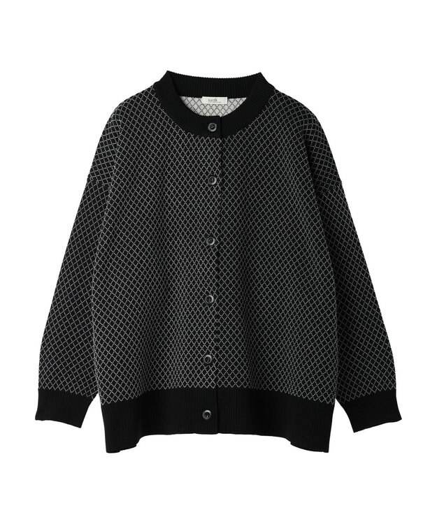 earth music&ecology ダイヤ柄ジャガードカーディガン Black