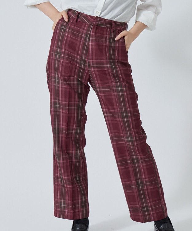 WEGO 【SCHOOL ITEM】スクールチェックスリムスラックス レッドチェック1