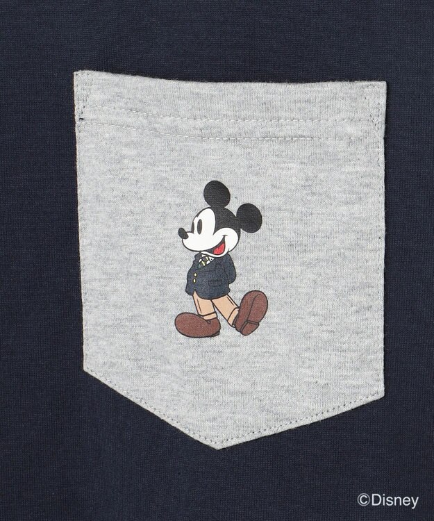 J.PRESS MEN 【DISNEY COLLECTION】【UNISEX】クレイジーパターンワンポイント Tシャツ / ミッキーマウス ネイビー系