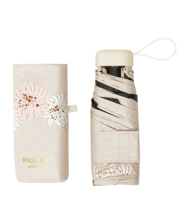 MOONBAT 【WEB限定/一級遮光99.99%】晴雨兼用折りたたみ日傘 ポール&ジョー(PAUL & JOE ACCESSOIRES)クリザンテーム/バイカラー 雨の日OK 遮熱 簡単開閉 UV 晴雨兼用 ベージュ