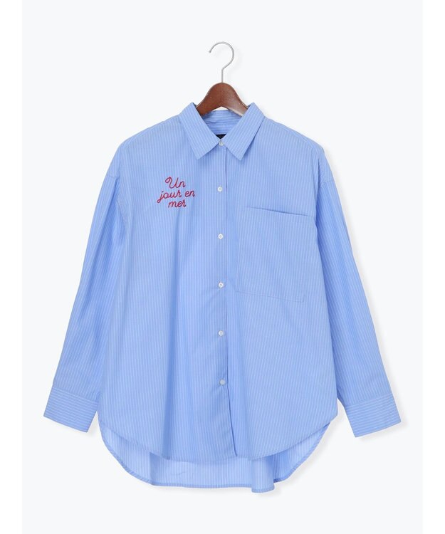 Te chichi ポイント刺繍シャツ ストライプ