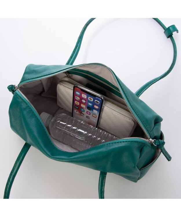 UNBILLION ペルケ perche / ソフトレザーワイドボストントート グリーン