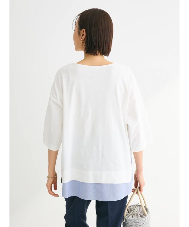 Green Parks 裾ドッキングレイヤー風７分袖プルオーバー Off White