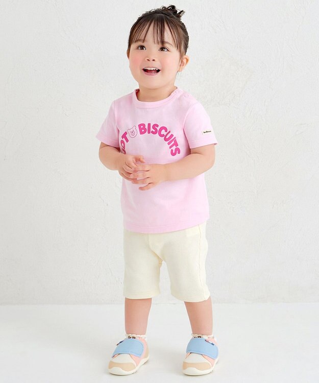 MIKI HOUSE HOT BISCUITS 【70-100cm】ロゴシリーズ 6分丈ハーフパンツ アイボリー