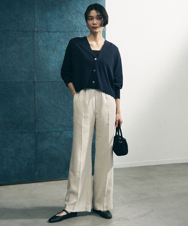 UNFILO 【セットアップ着用可/ウエストゴム】TENNEN TOUCH セミフレア パンツ ベージュ