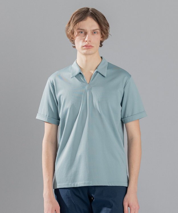 JOSEPH HOMME コットンナイロンテリー　スキッパー スカイブルー系