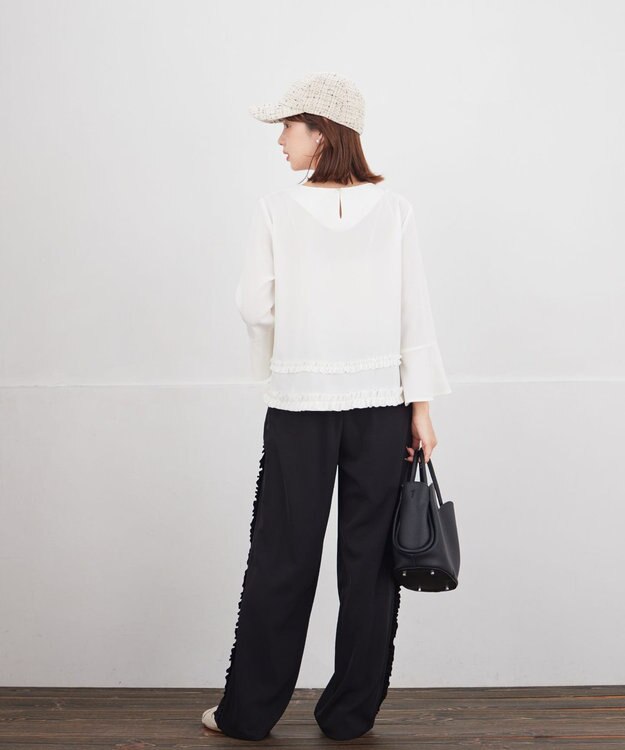 Tiaclasse 【ブラウス×パンツ2点セット】フリルデザインセットアップ オフホワイト