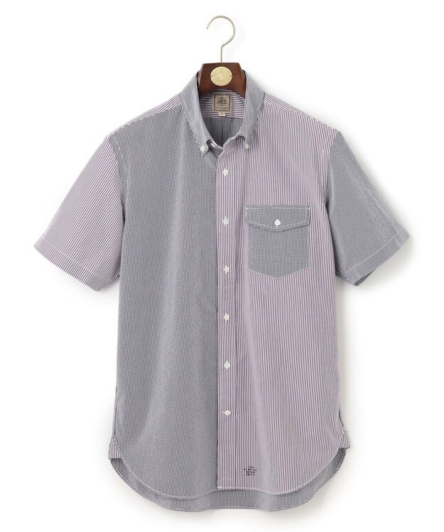 J.PRESS MEN 【クールマックス】クレイジーパターン サッカーシャツ/B.D. ネイビー系9