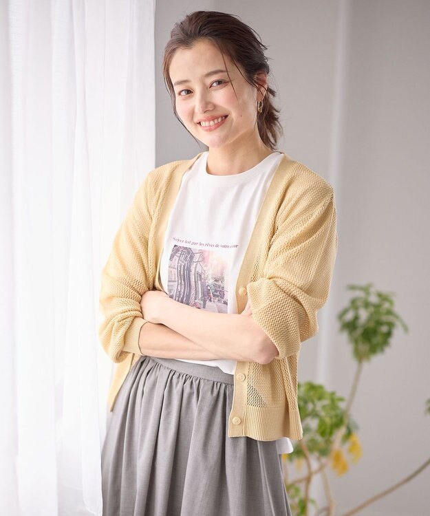 ANY メッシュカーディガン イエロー