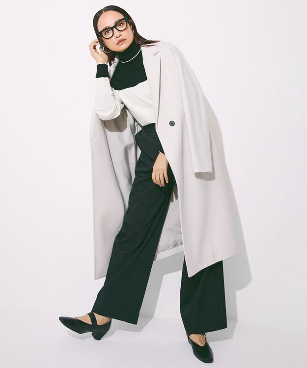 ICB L ウールカシミヤメルトン チェスターコート トープ