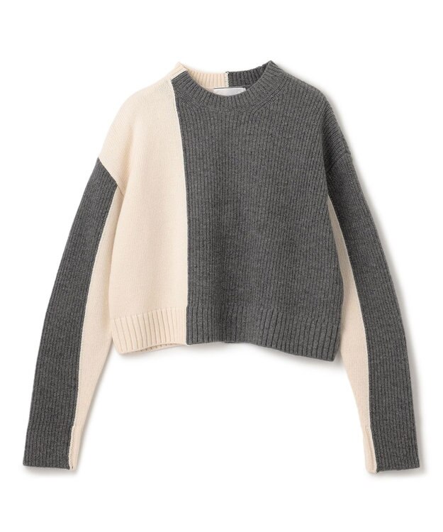 BEIGE， LAURIERS / ウールカシミヤバイカラーニット Gray×Ecru