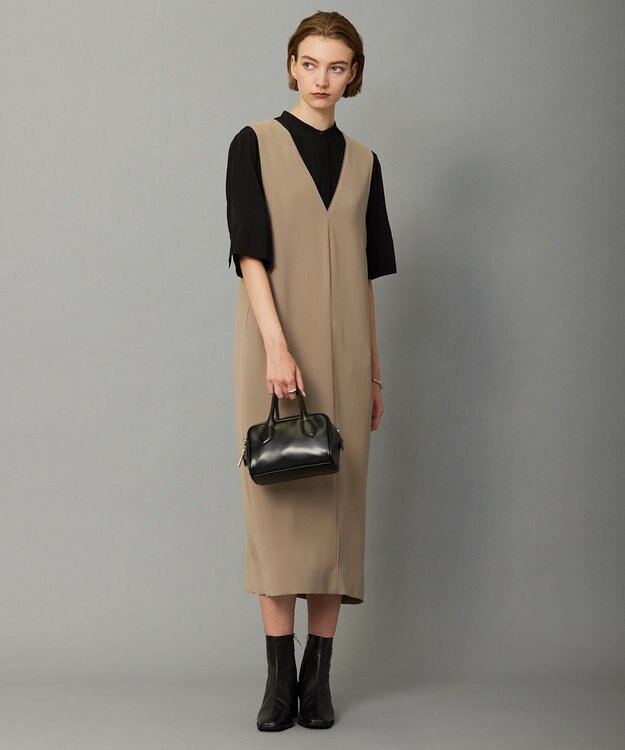 ICB L 【接触冷感・UVケア・洗える】 レーヨンコンパクトローン ボウタイシャツ ブラック系