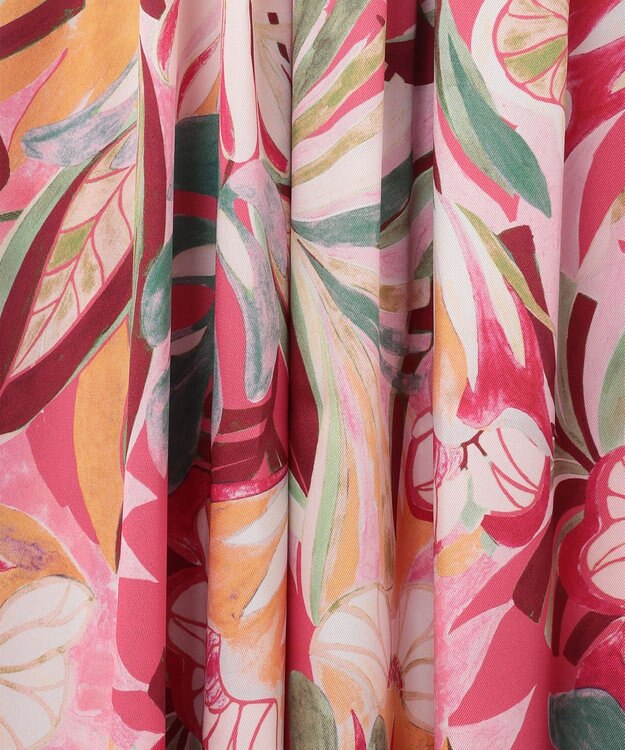 GRACE CONTINENTAL リーフプリントワンピース ピンク