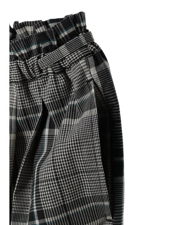 Green Parks 綿麻混バギーパンツ Check Black