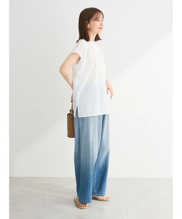 Green Parks ・ＥＬＥＮＣＡＲＥ　ＤＵＥ　ピンタックフレンチブラウス Off White