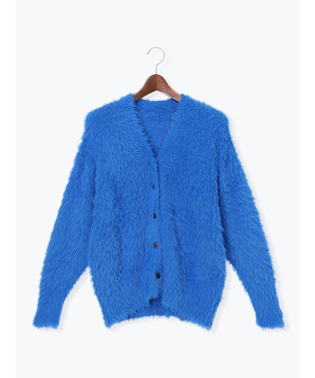 Te chichi シャギーVネックカーディガン ブルー