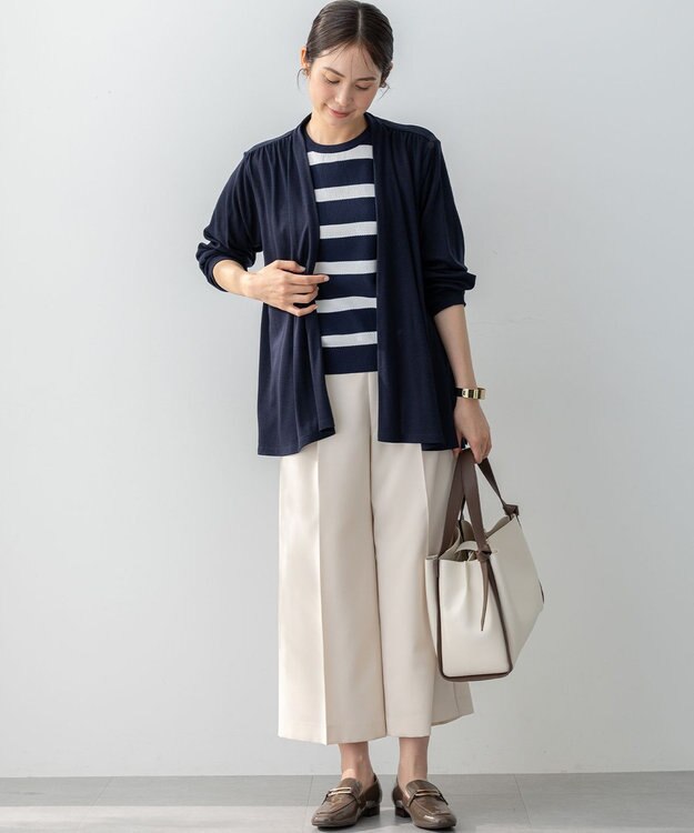 組曲 L カノコニットＴシャツ ネイビーボーダー系1